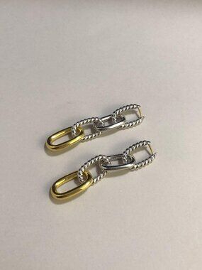 David Yurman Chain Drop Earrings in Sterling Silver with 18K Gold